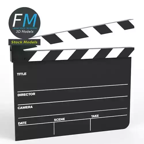 Clapperboard movie clapper board Low-poly 3D model