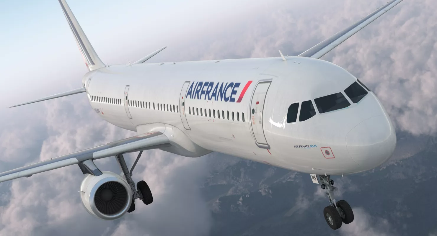 Airbus A321 Air France with Interior 3D model
