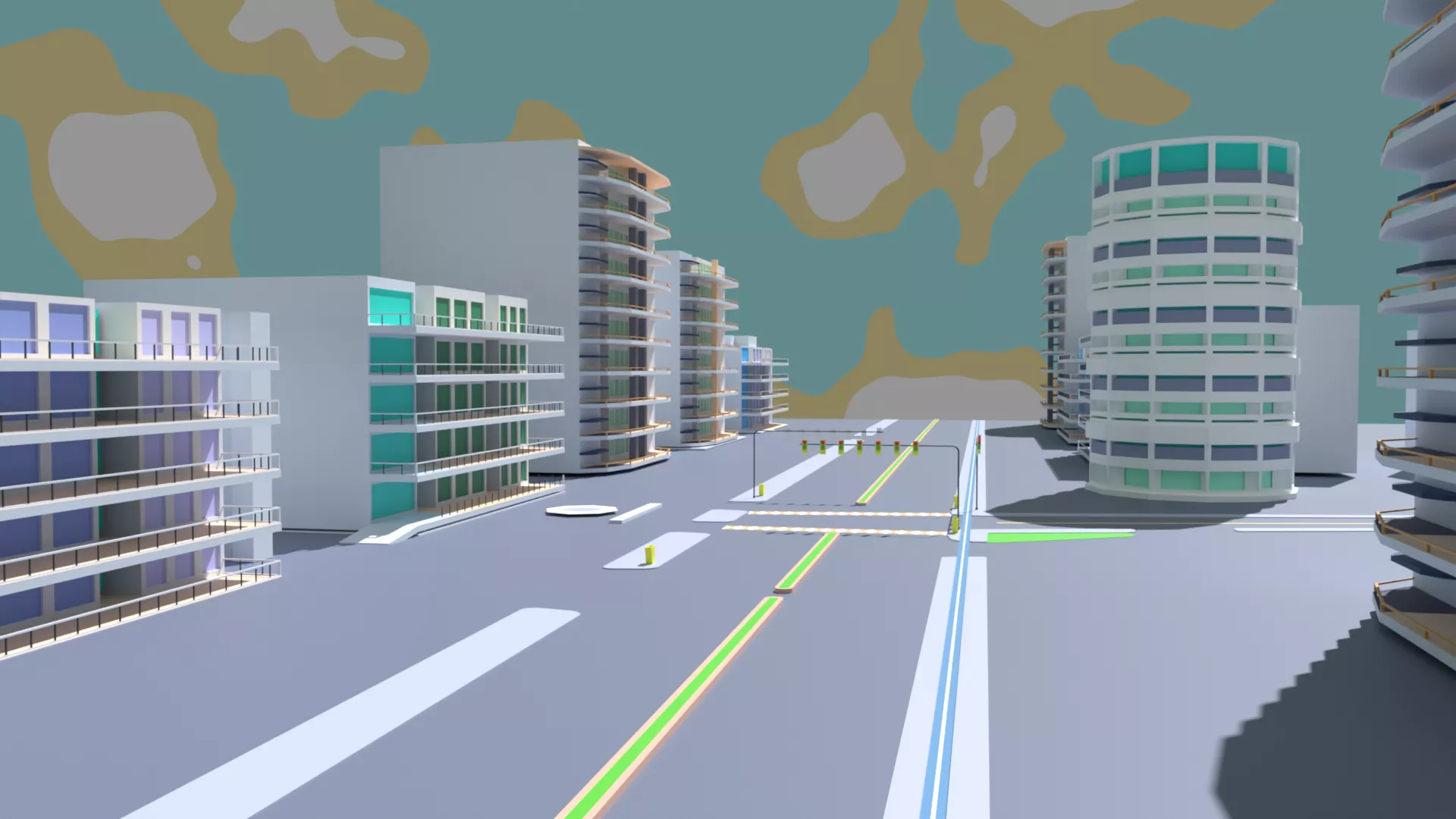 Realistic Urban Road Model with PBR Textures Free low-poly 3D model