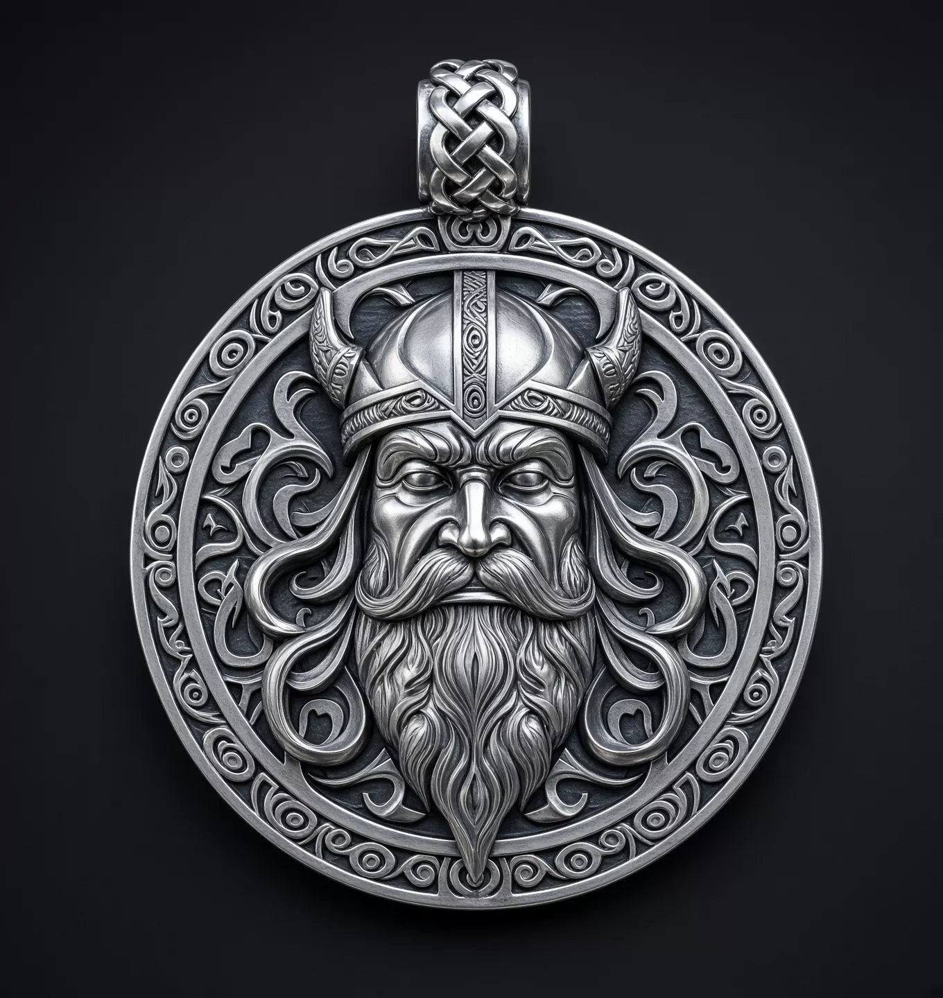 Viking Chieftain Pendant Horned Norse Warrior 3D print model