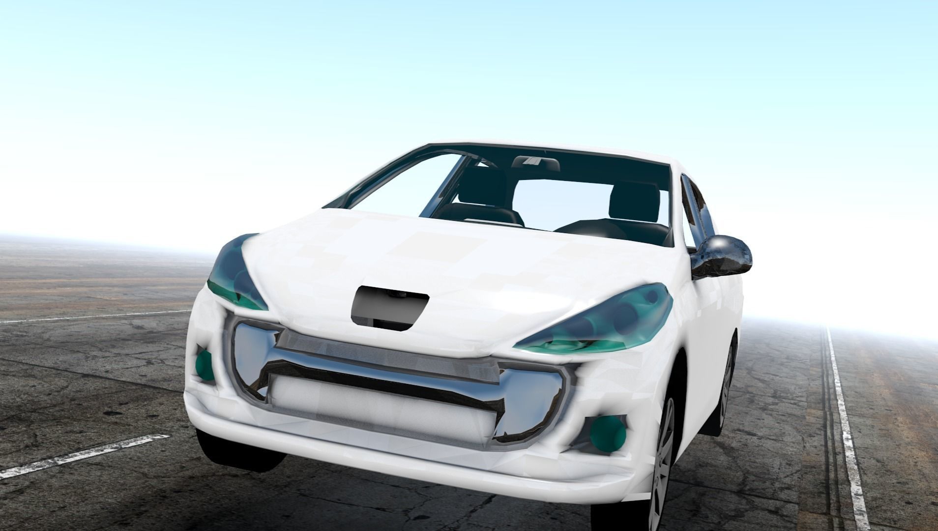 Feugeot 207 sedan Low-poly 3D model_6