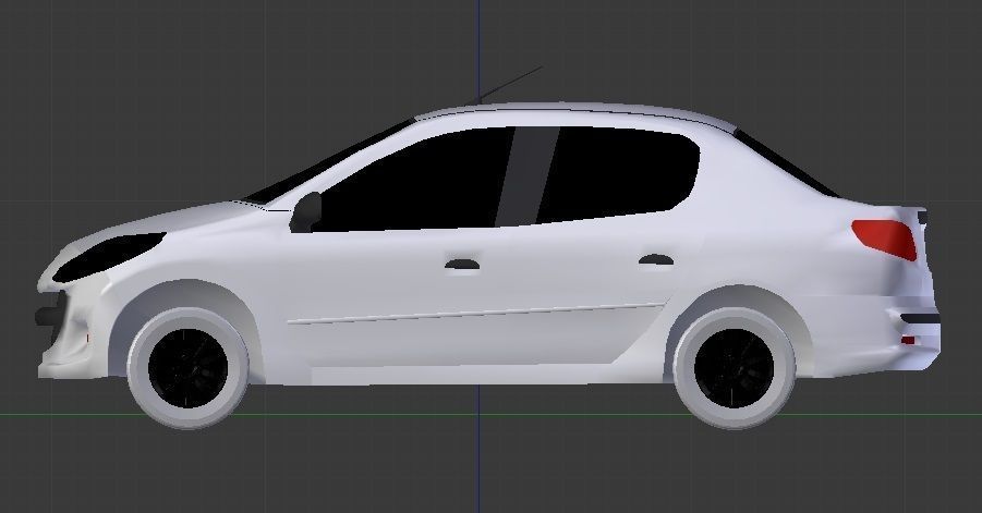 Feugeot 207 sedan Low-poly 3D model_3