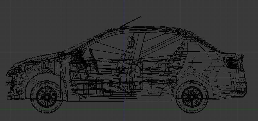 Feugeot 207 sedan Low-poly 3D model_5