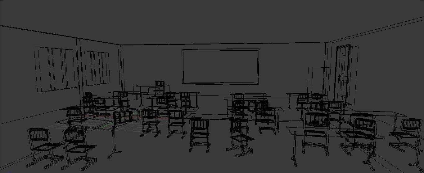 School Classroom 3D model_4