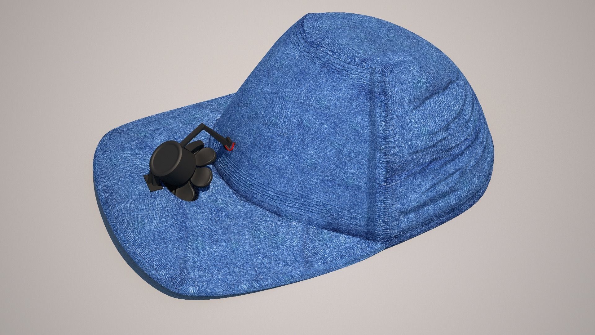Summer Hat With Fan Low-poly 3D model_1