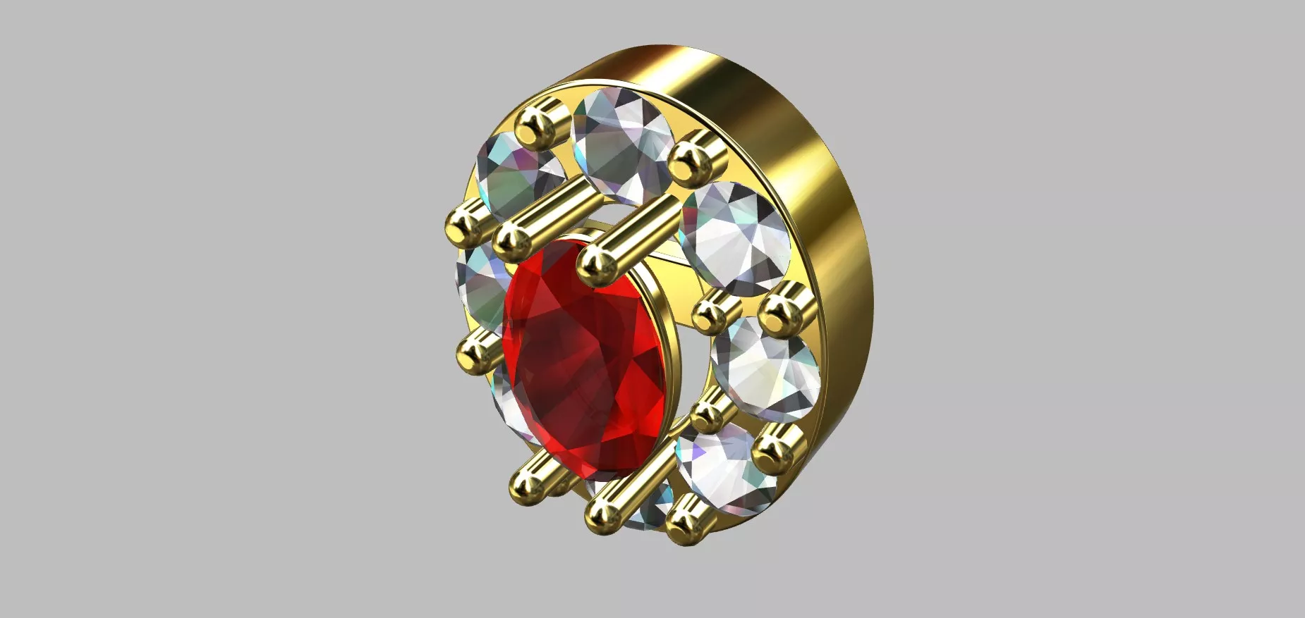 Oval Stone and Diamond Earrings 3 21 x 4 67 x 1 93 mm 3D print model