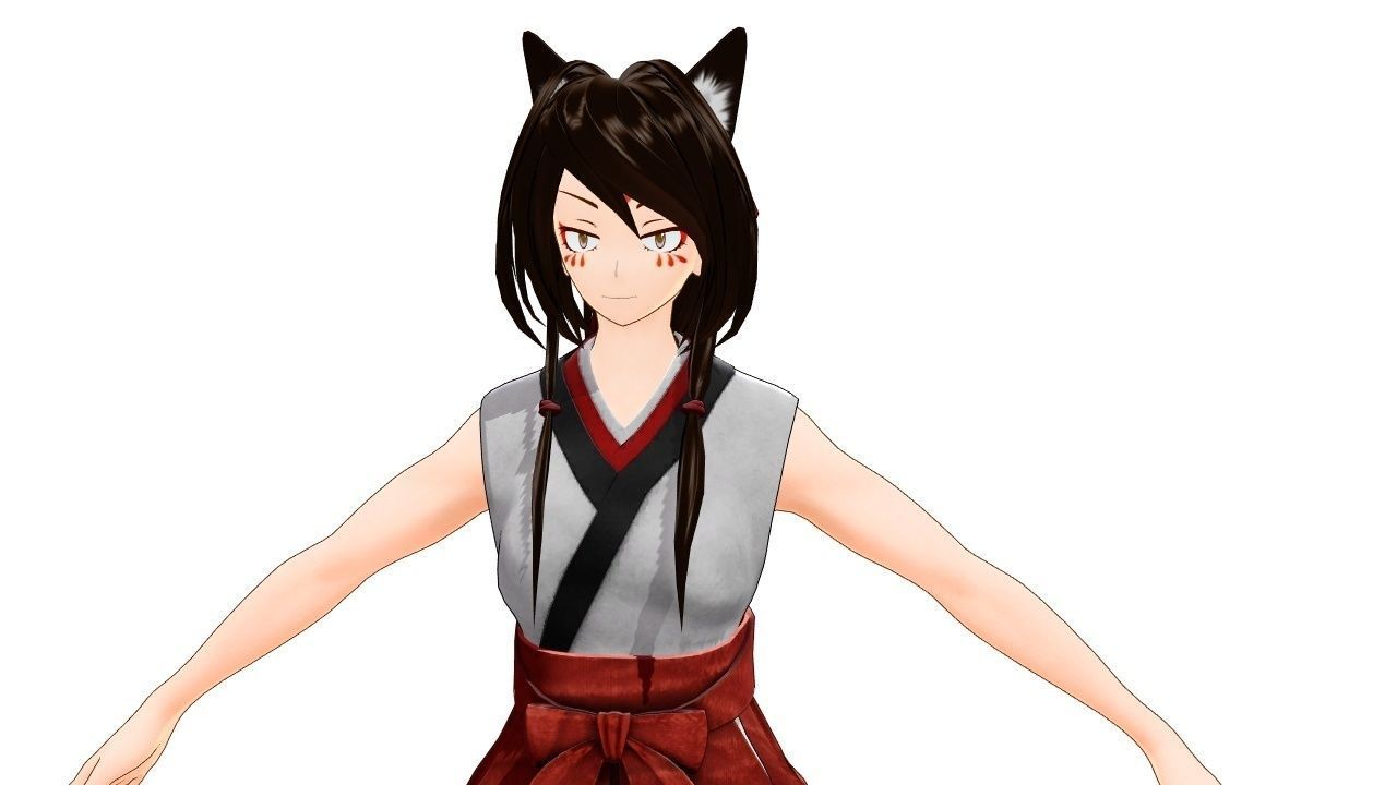 Japanese - AnimeDesign - AnimalMikoGirl 3D model_1