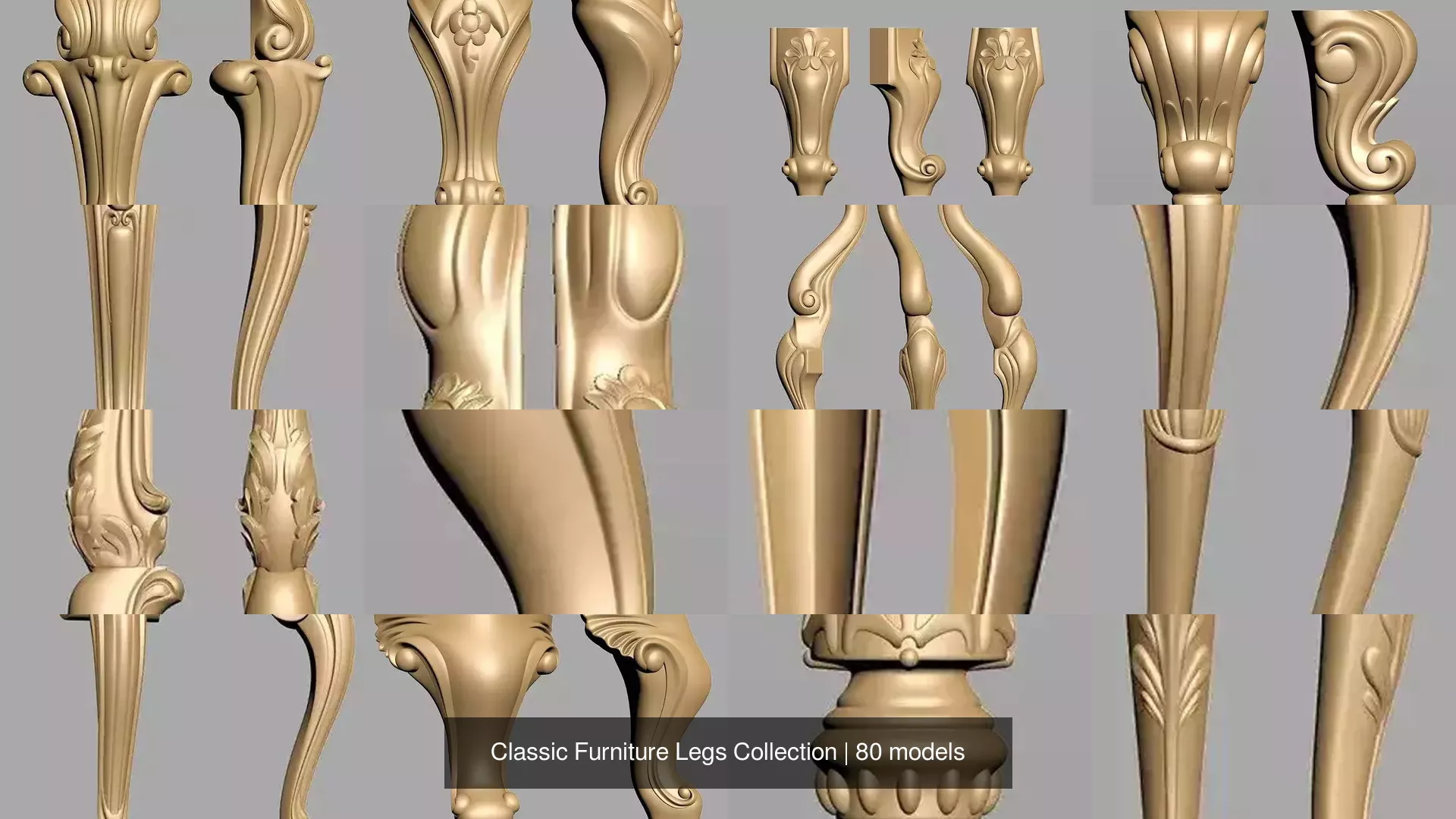 Classic Furniture Legs Collection 3D Model Pack