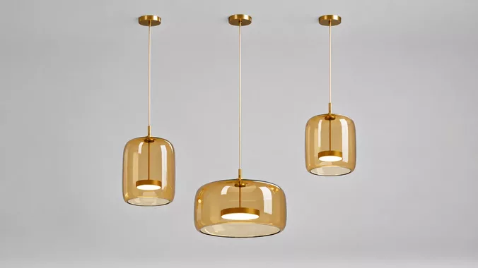 Modern Amber Glass Pendant Ceiling Lamp 3D Model