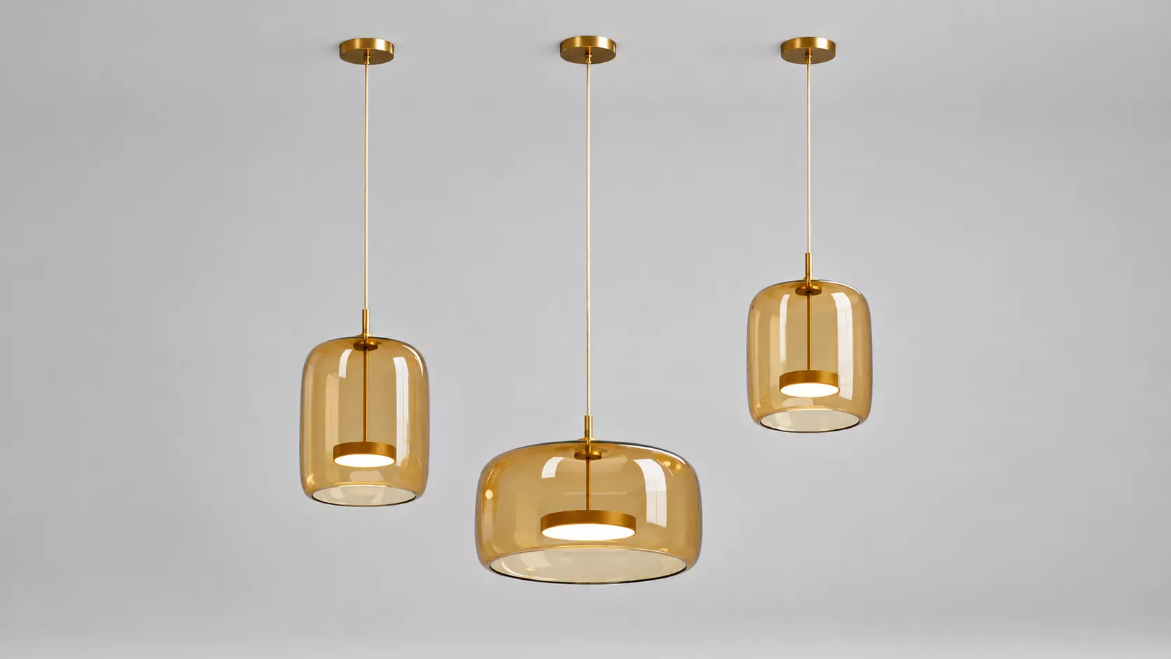 Modern Amber Glass Pendant Ceiling Lamp 3D Model 3D model
