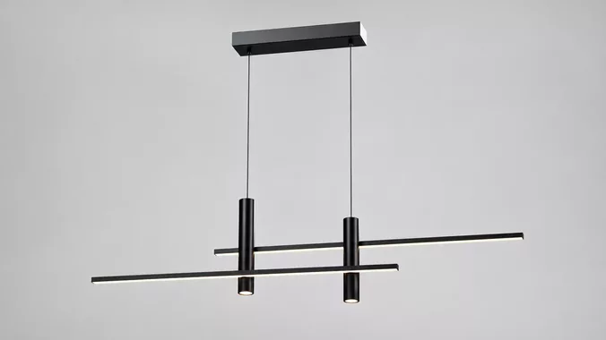 Modern Black Linear Pendant Light 3D Model