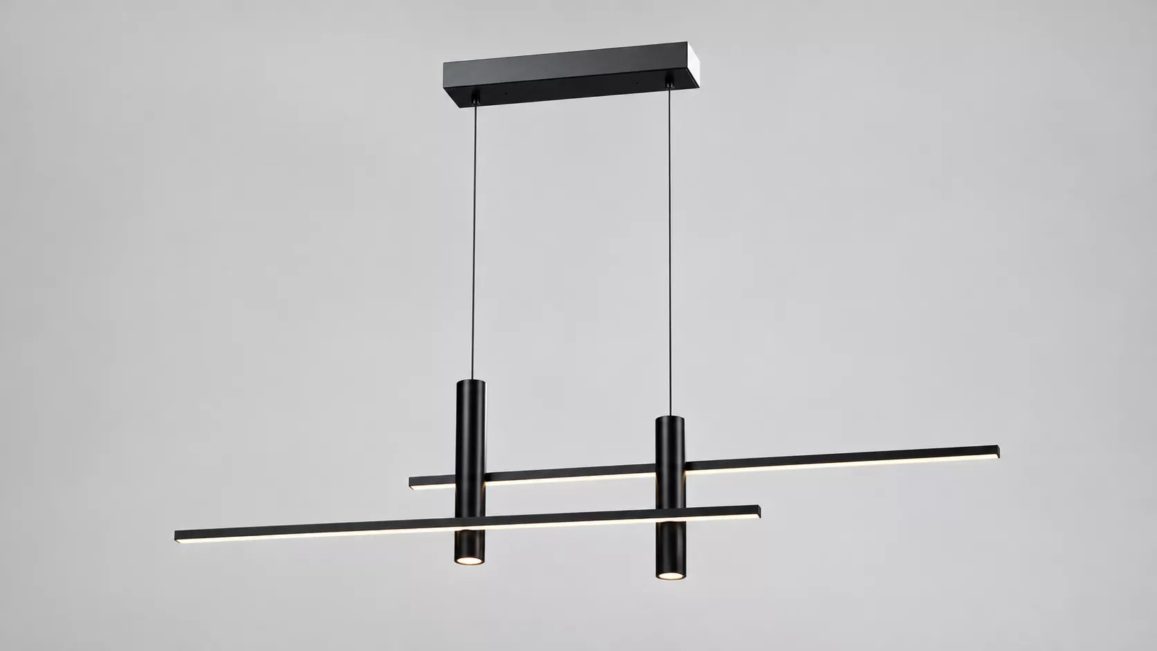 Modern Black Linear Pendant Light 3D Model 3D model