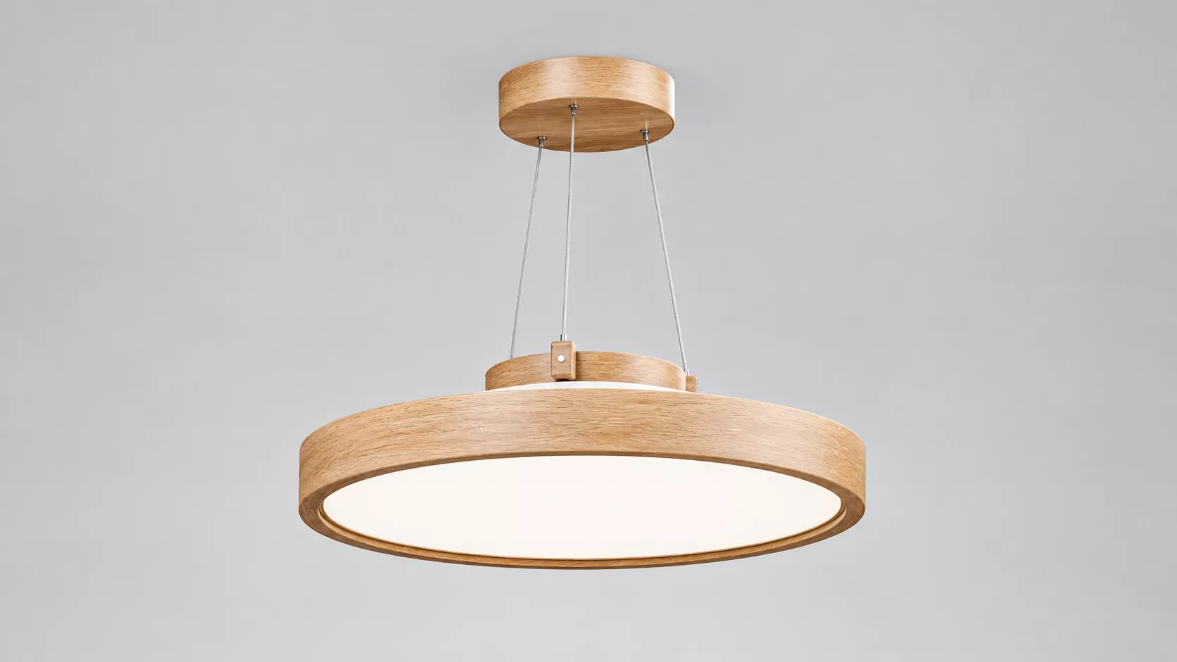 Modern Wood LED Ring Pendant Lamp 3D Model 3D model