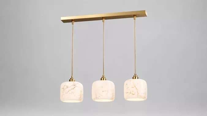 Modern Marble Triple Pendant Lamp 3D Model