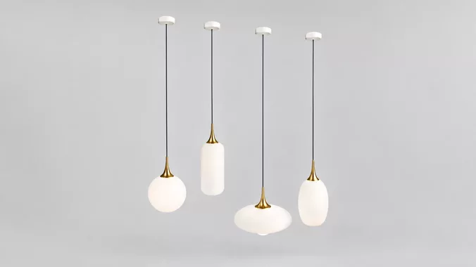 Modern Pendant Ceiling Light Set 3D Model
