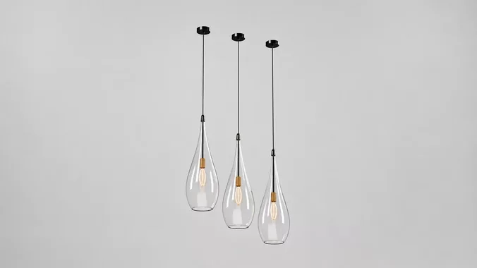Modern Teardrop Glass Pendant Lights 3D Model