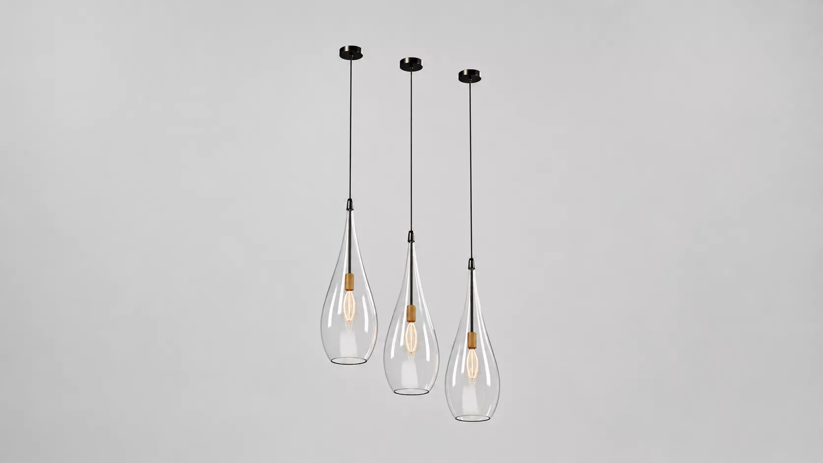 Modern Teardrop Glass Pendant Lights 3D Model 3D model