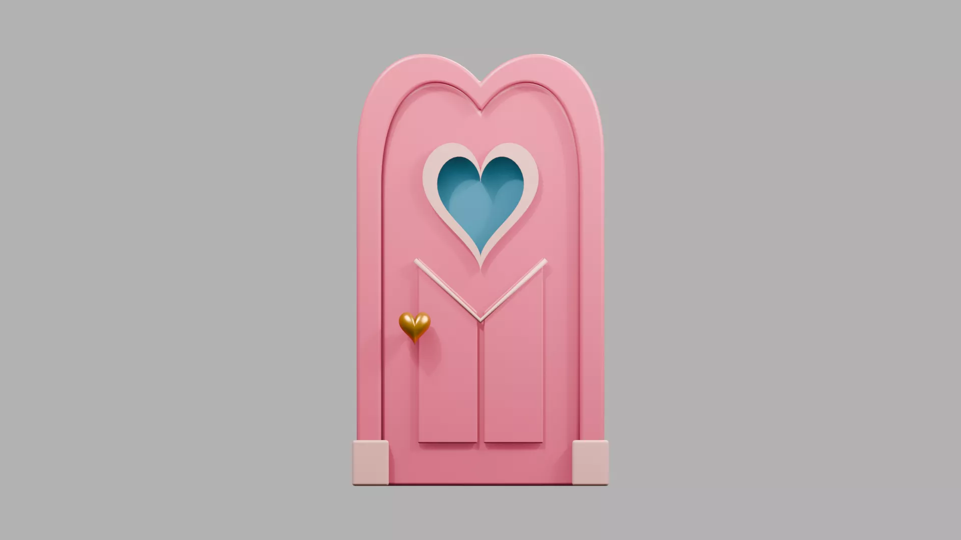 Pink Heart Window Fairy Door Low-poly 3D model