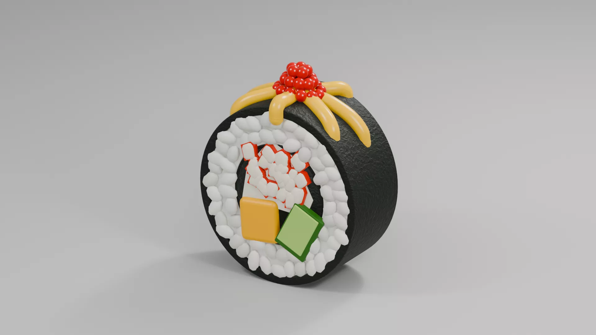 Round Seaweed Maki with Curry Drizzle Low-poly 3D model
