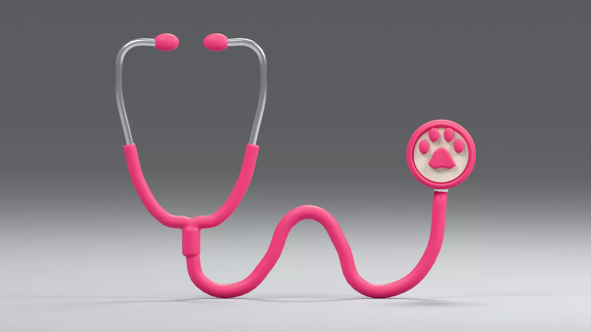 Pink Medical Listening Tool with Paw Emblem Low-poly 3D model