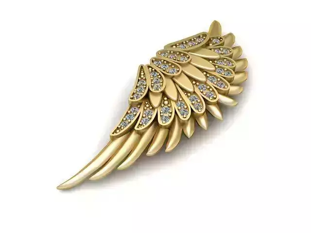 Pendant angel wing brooch with diamonds