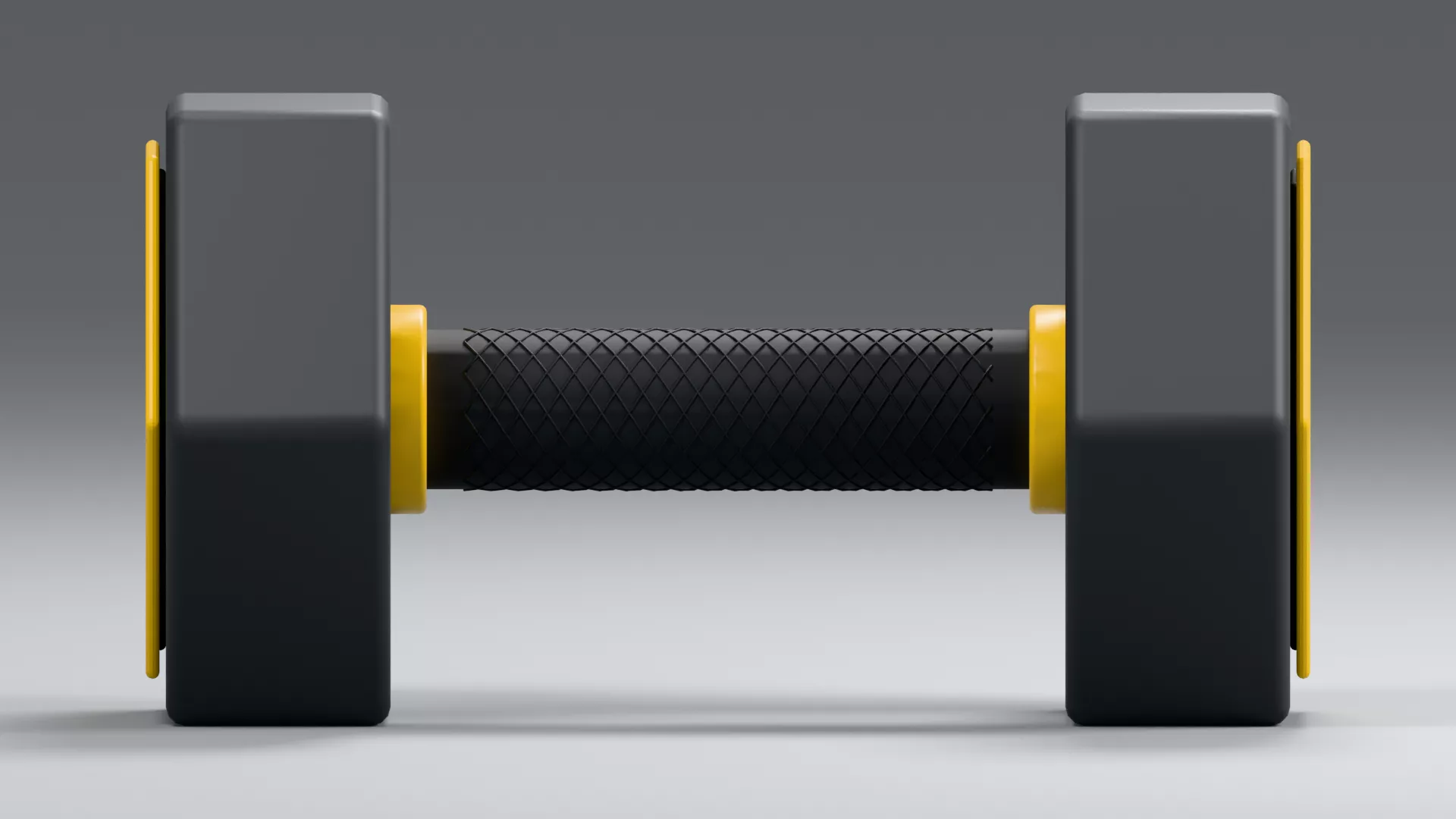 Black Hexagonal Dumbbell with Yellow Trim Low-poly 3D model