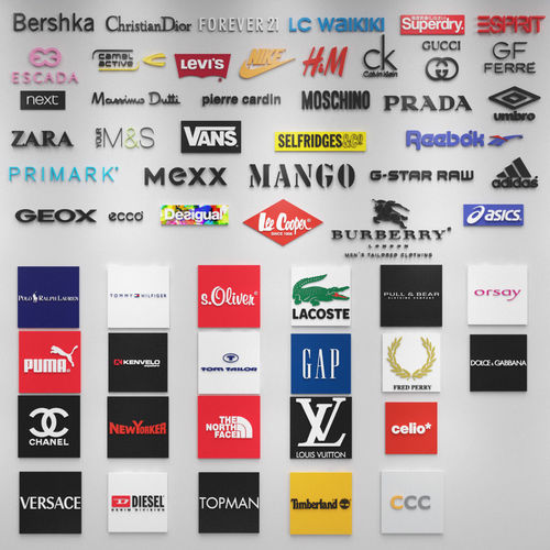 58 Fashion Brands 3D Logos  3D model
