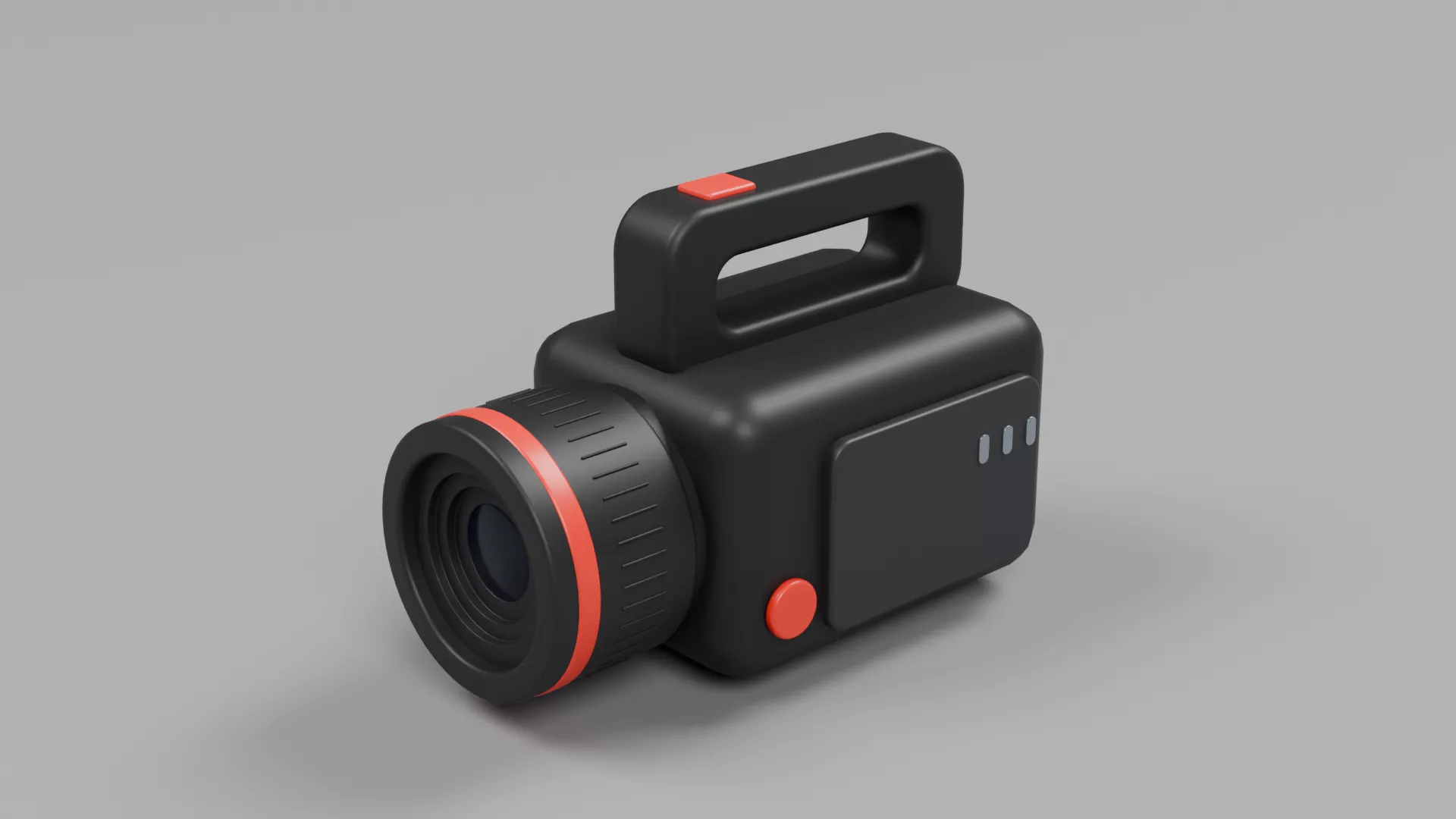 Black Portable Camcorder with Red Lens Ring Low-poly 3D model