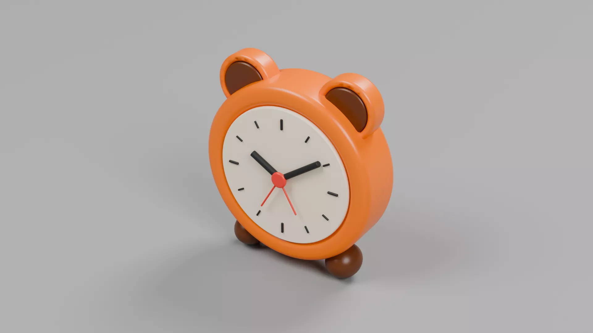 Orange Bear Ear Alarm Clock Low-poly 3D model