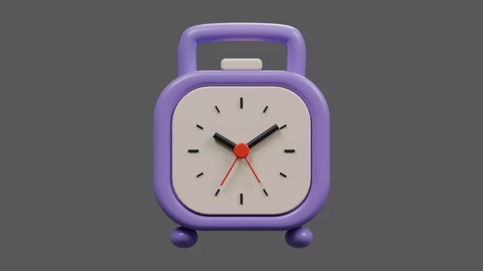 Purple Carry Handle Table Clock Low-poly 3D model