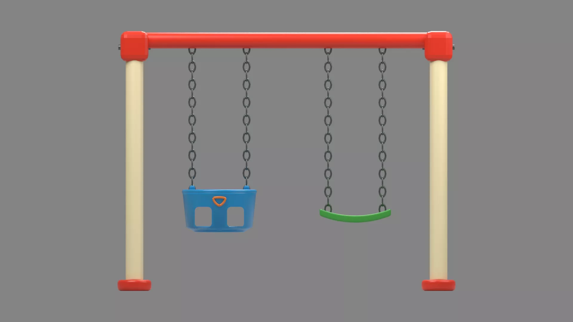 Double Playground Swing with Bucket Seat Low-poly 3D model