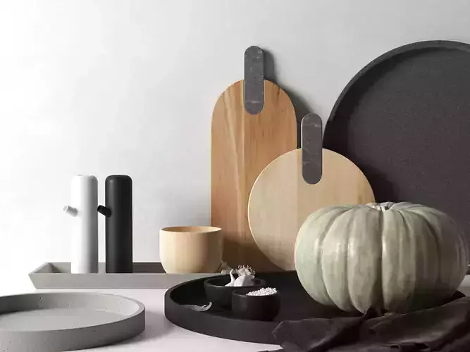 Pumpkin Trays Raw Bottles and Food Ingredients  3D model
