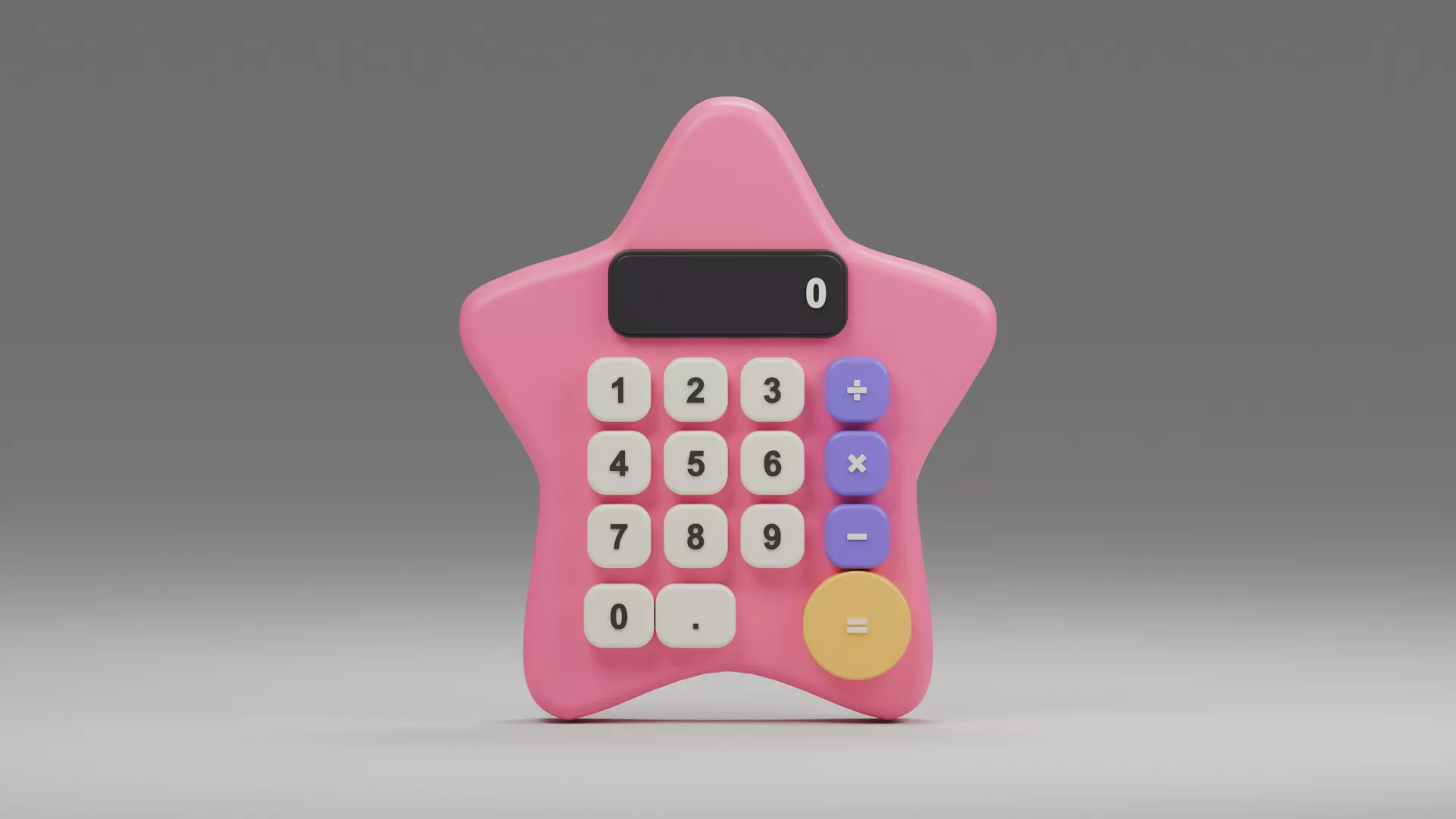 Pink Star Shaped Calculator Low-poly 3D model
