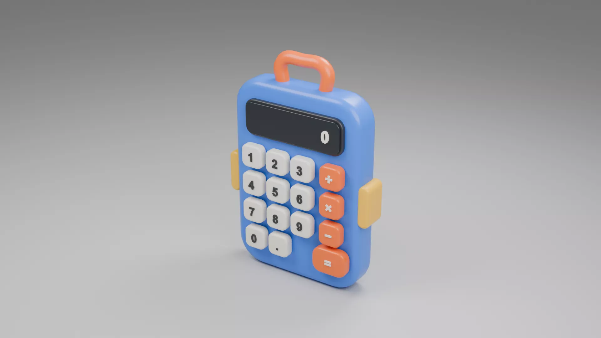 Blue Pocket Calculator with Orange Handle Low-poly 3D model
