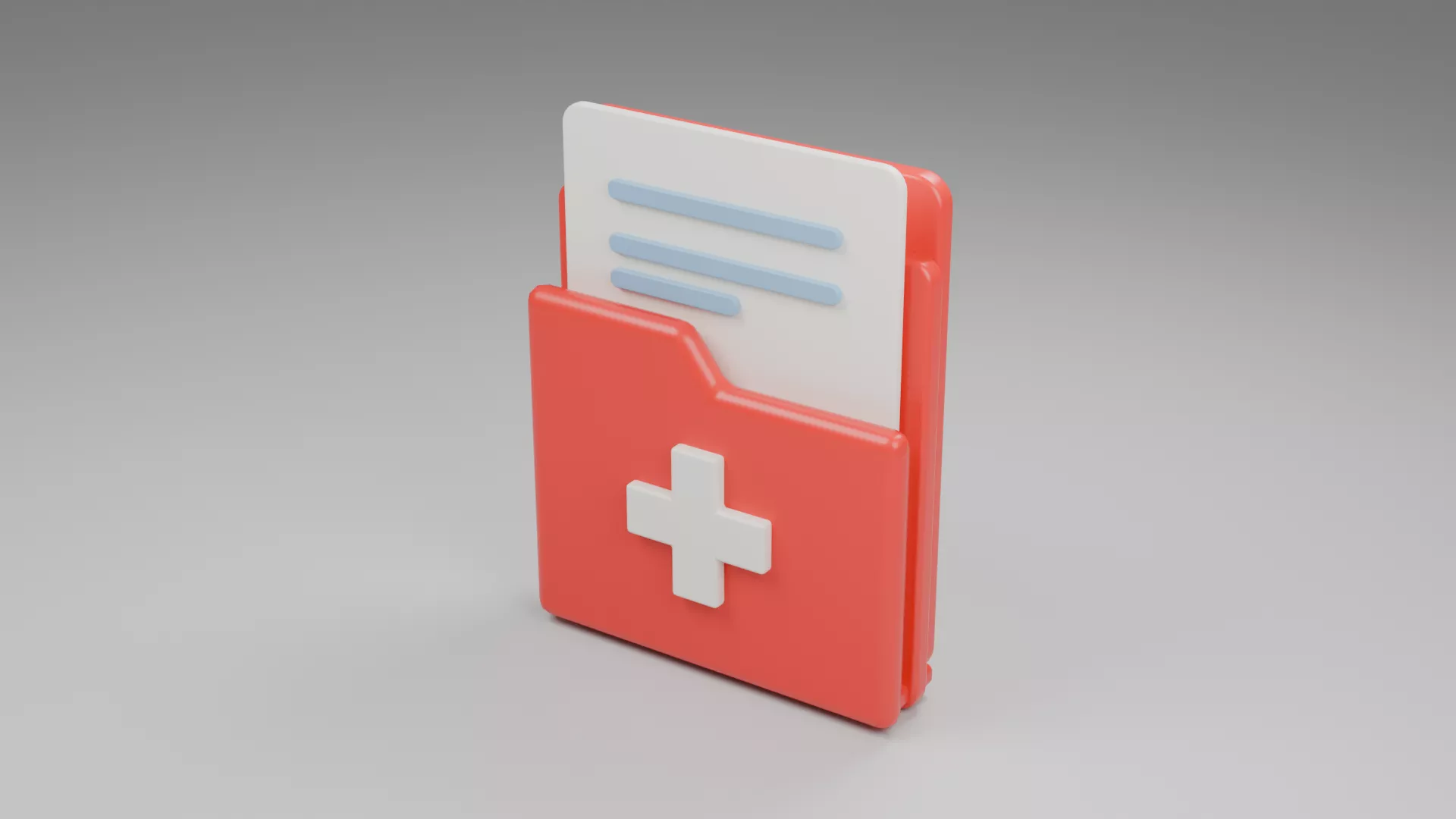 Red Medical Record Folder with White Cross Low-poly 3D model
