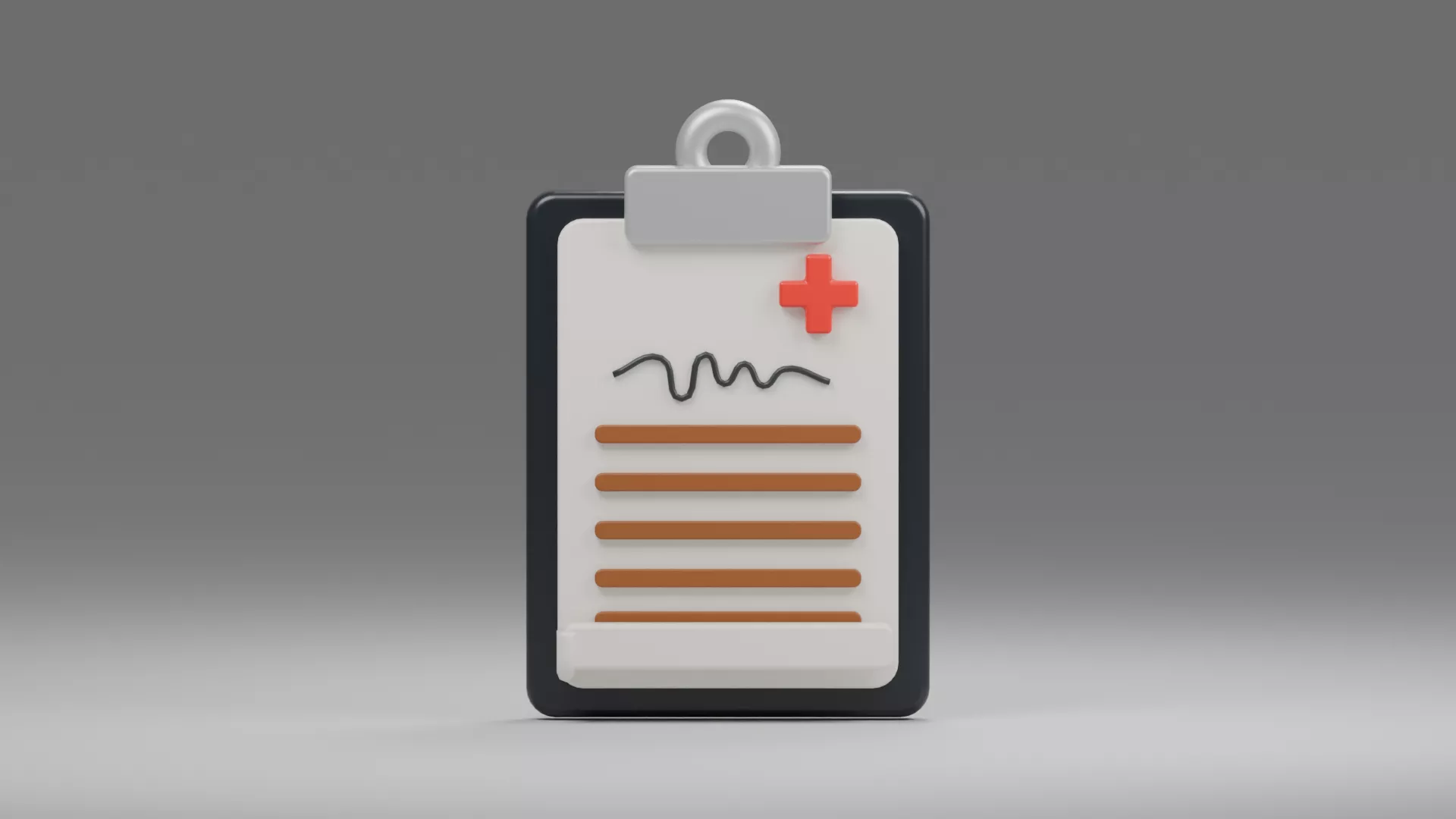 Black Clinical Chart Board with Heartbeat Line Low-poly 3D model
