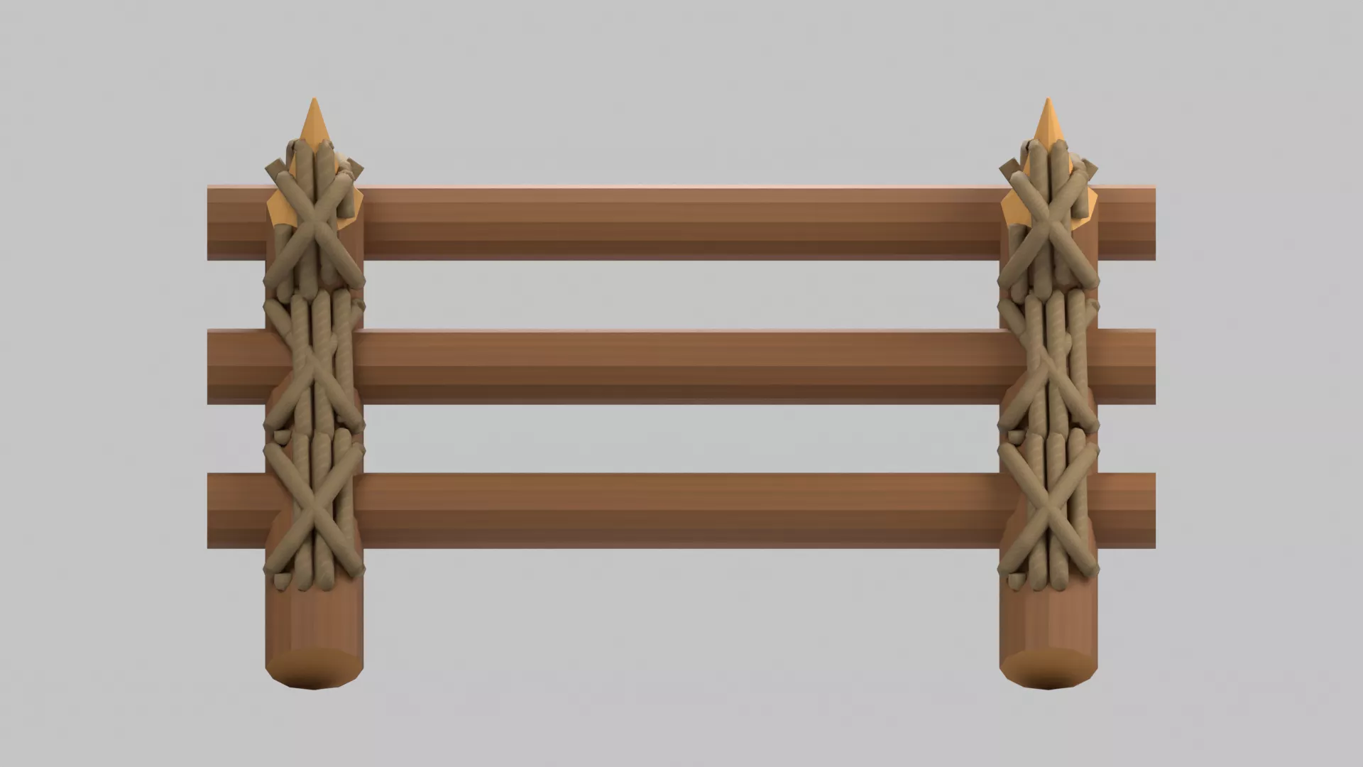 Rope Bound Log Road Barrier Low-poly 3D model