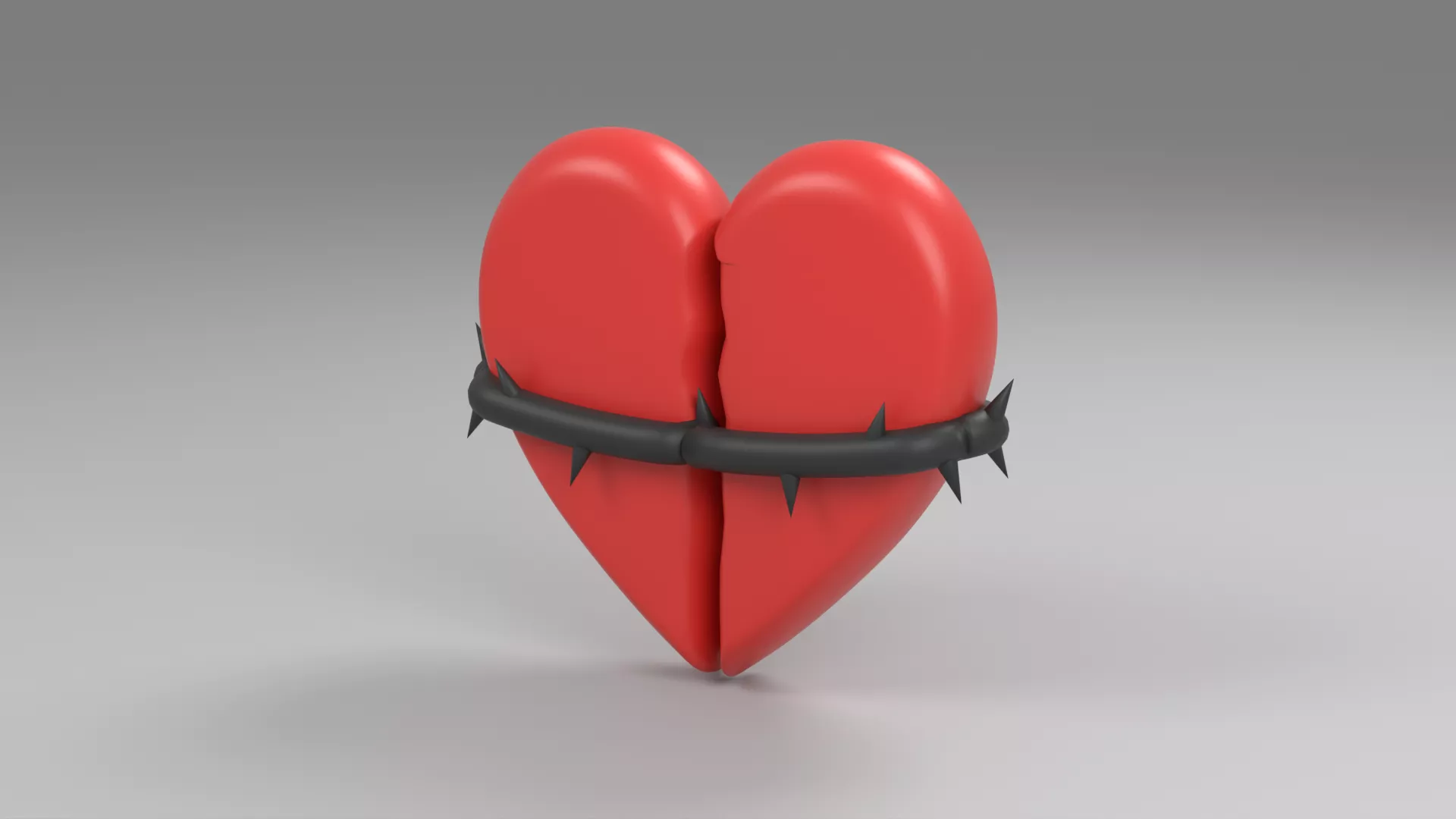 Broken Red Heart Bound with Dark Wire Low-poly 3D model
