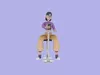 Stylized 3D Female Character - Tense Girl Sitting with Phone 3D model ...
