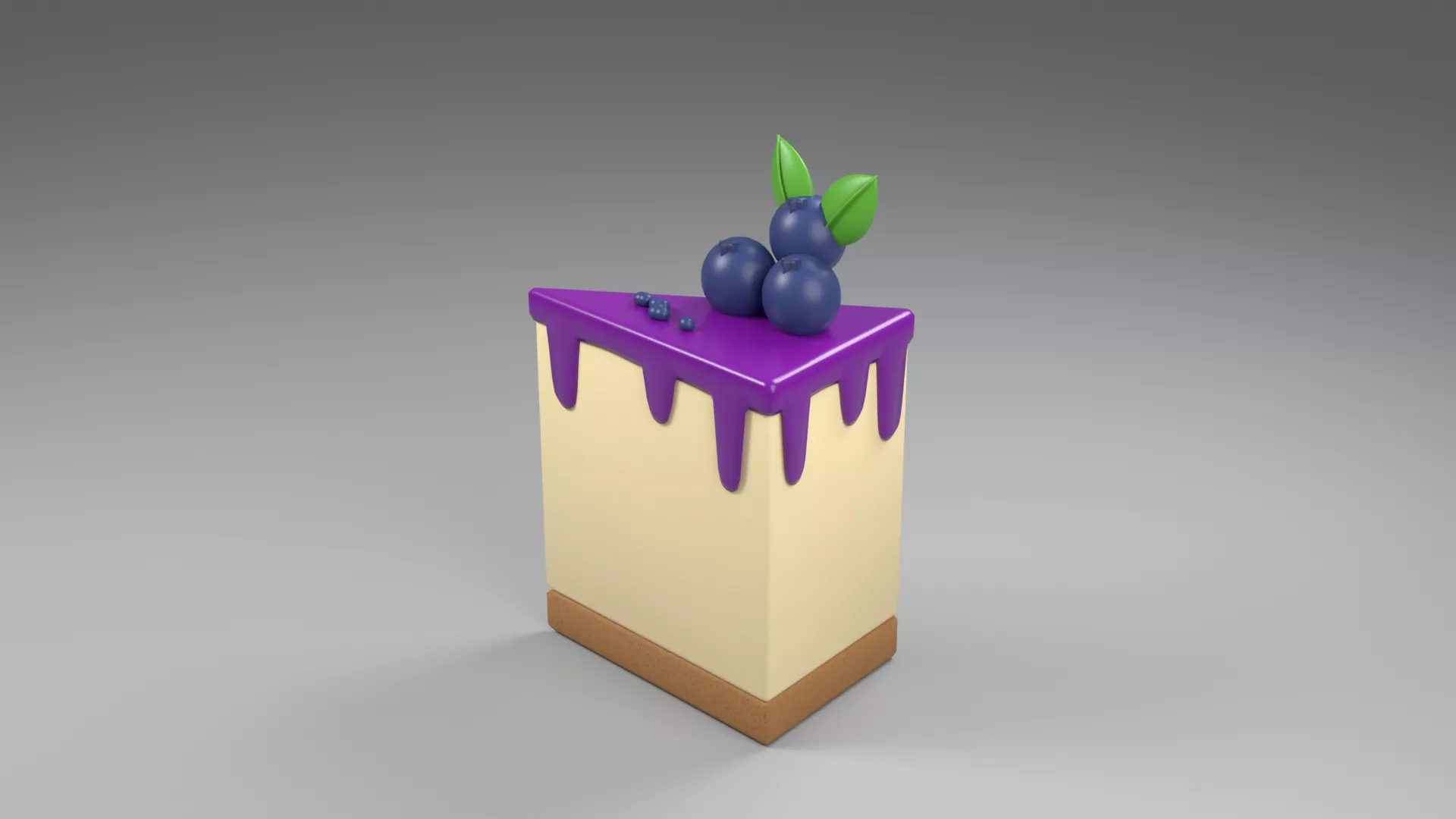 Blueberry Cake Slice with Purple Glaze Low-poly 3D model