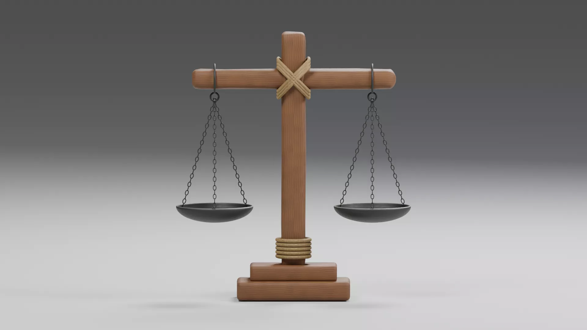 Rustic Wooden Beam Weighing Scale Low-poly 3D model