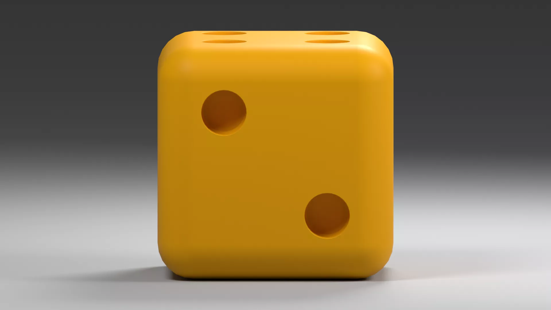Yellow Cheese Style Die with Recessed Pips Low-poly 3D model