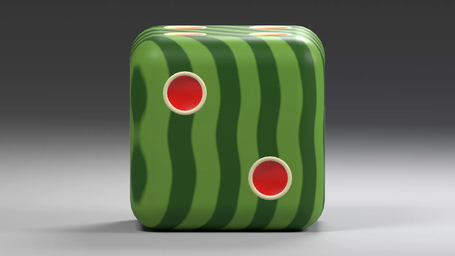 Watermelon Pattern Gaming Die Low-poly 3D model