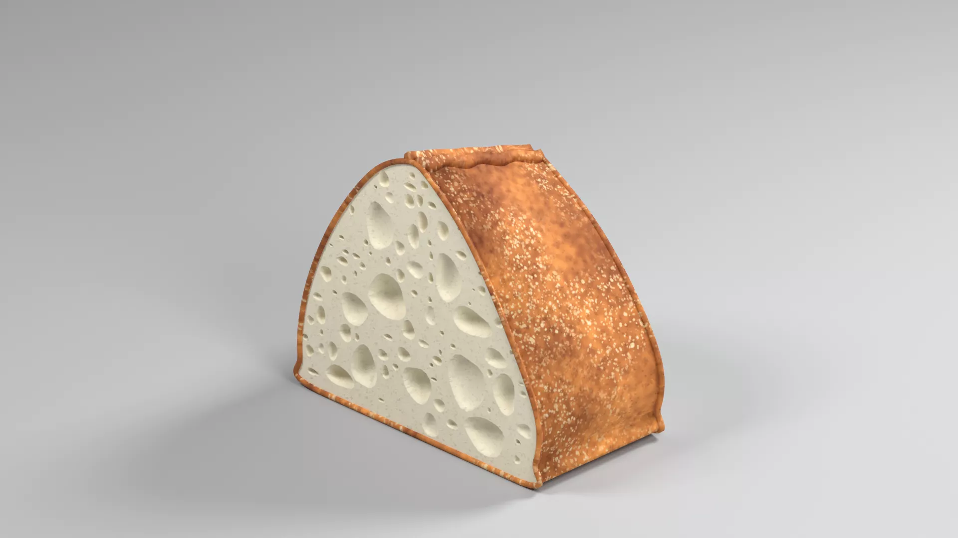 Small Rustic Bread End with Golden Crust Low-poly 3D model