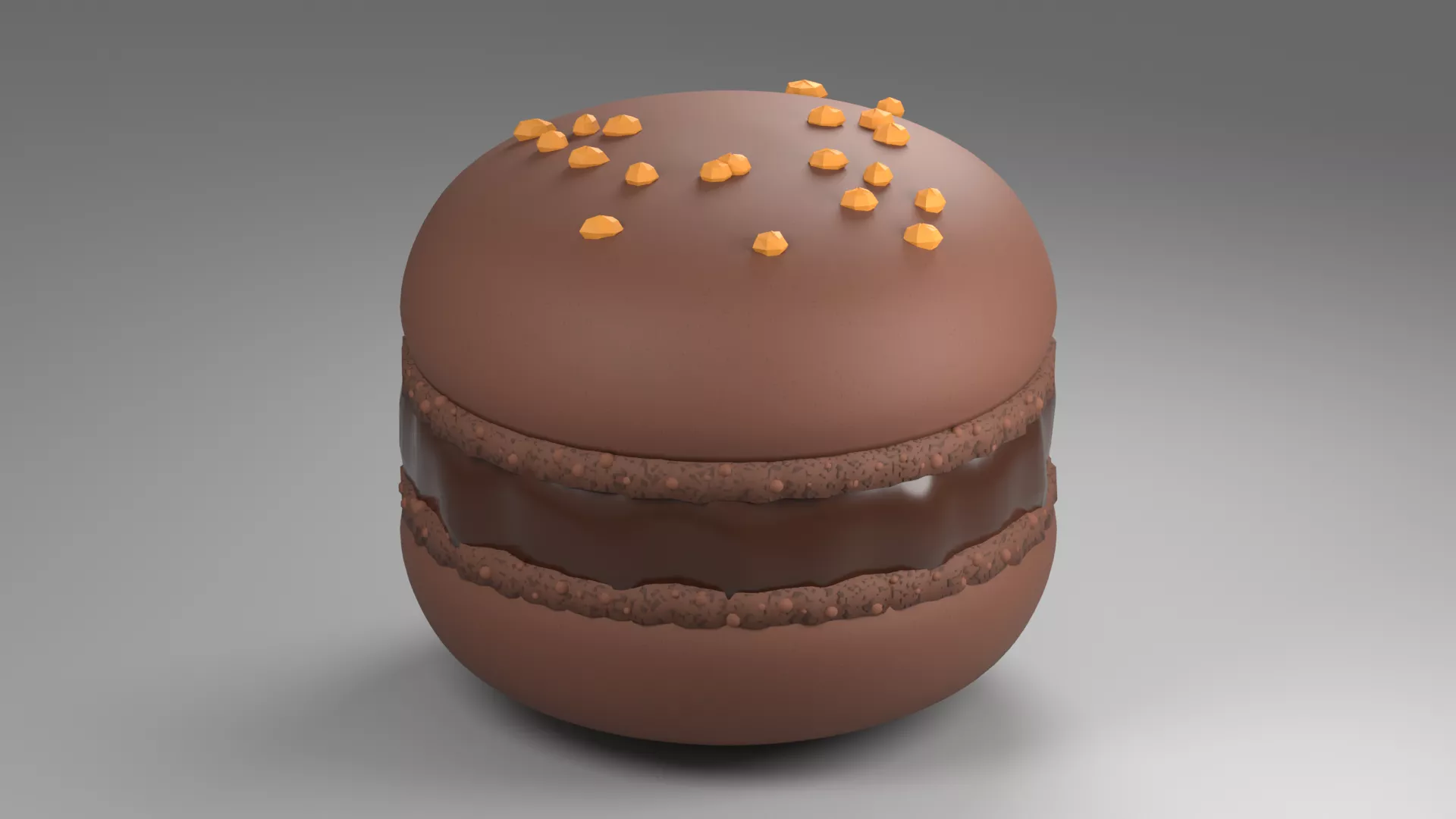 Chocolate Macaron with Golden Crumbs Low-poly 3D model