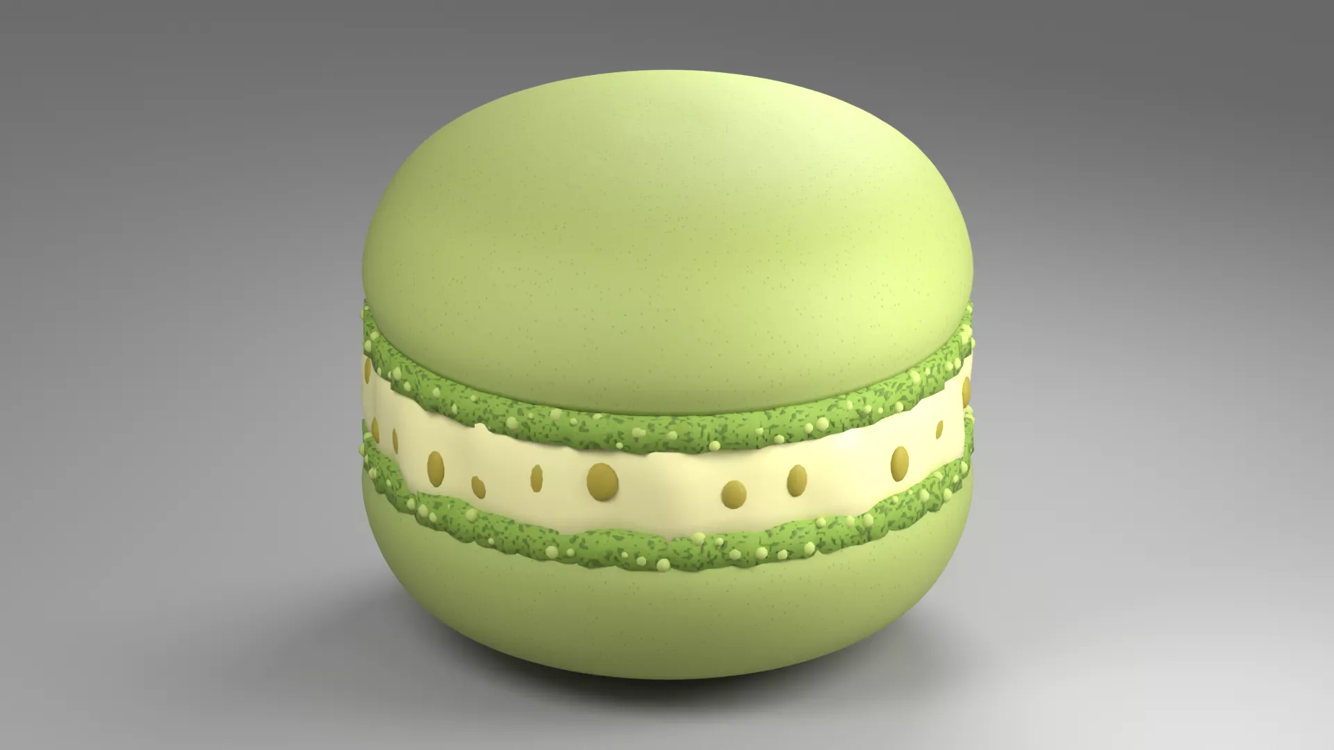 Green Pistachio Macaron with Cream Filling Low-poly 3D model