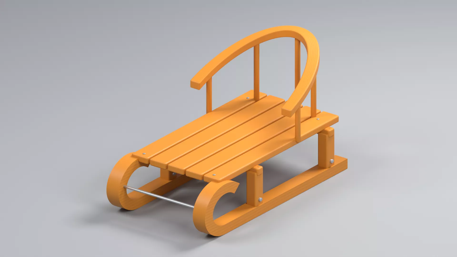 Classic Wooden Sleigh with Curved Backrest Low-poly 3D model