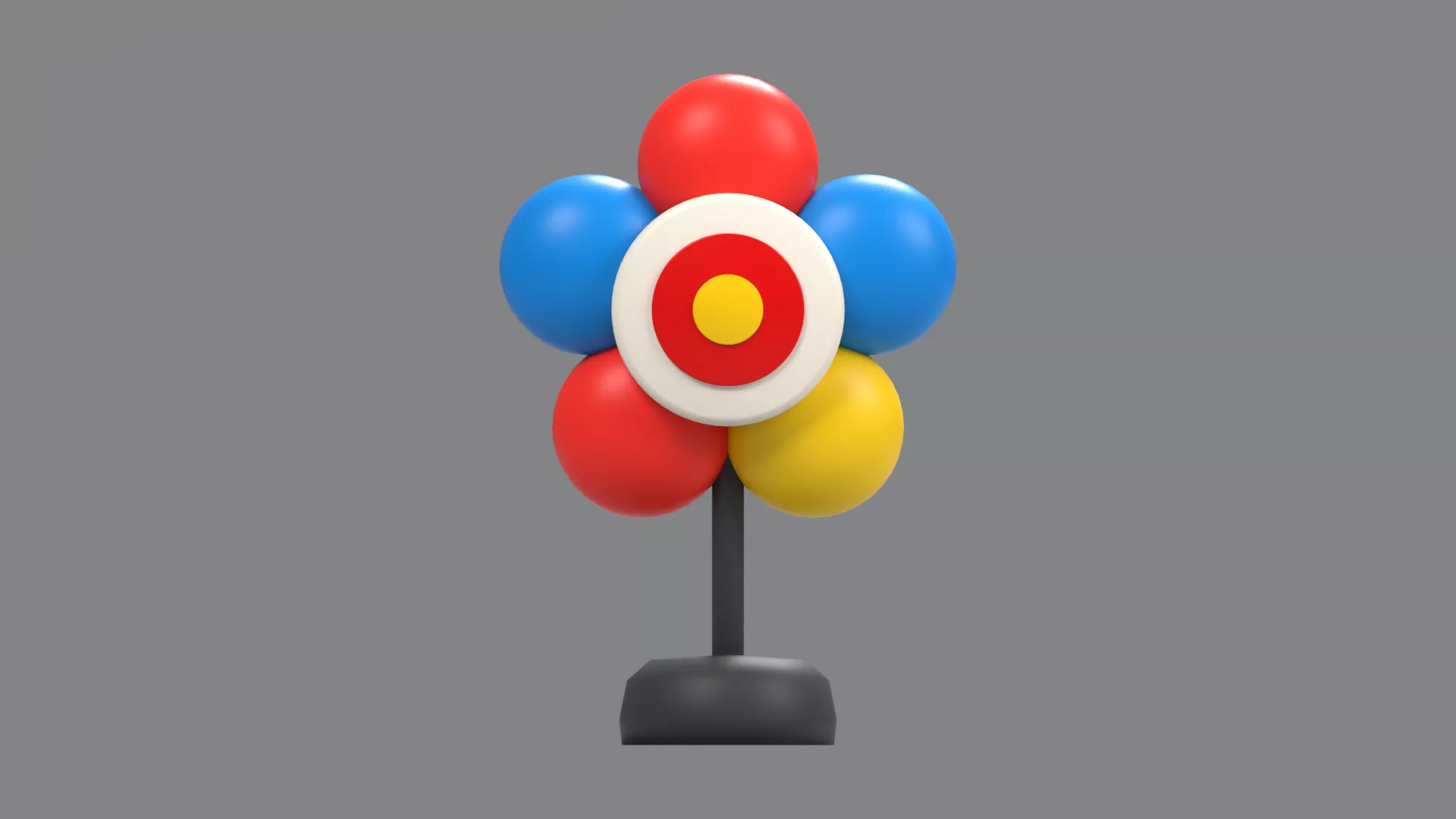 Balloon Decorated Bullseye Stand Low-poly 3D model