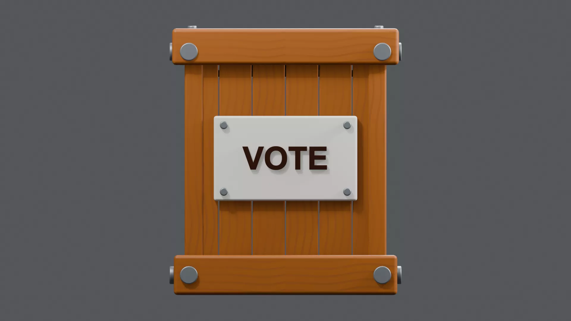 Wooden Election Box with Paper Vote Label Low-poly 3D model