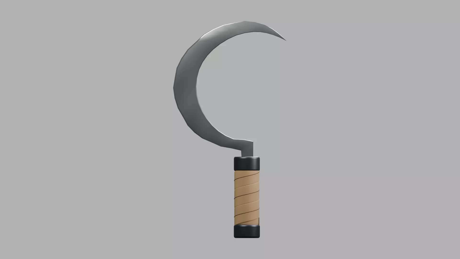 Curved Harvest Sickle with Pale Grip Low-poly 3D model